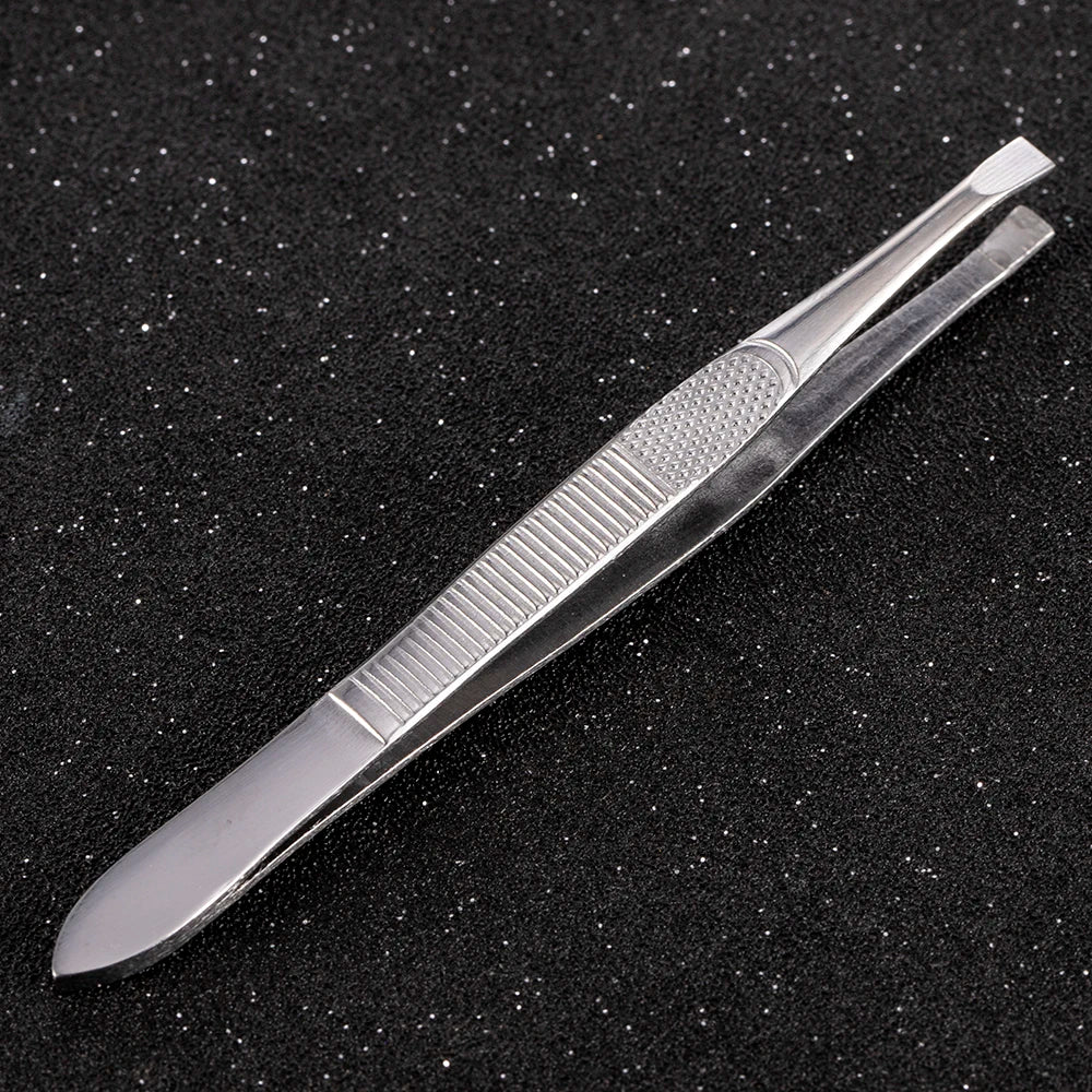 1PC Eyebrow Tweezer Hair Flat Tip Puller Stainless Steel Eye Brow Clips Effective  Eyelash Extension Removal Beauty Makeup Tool