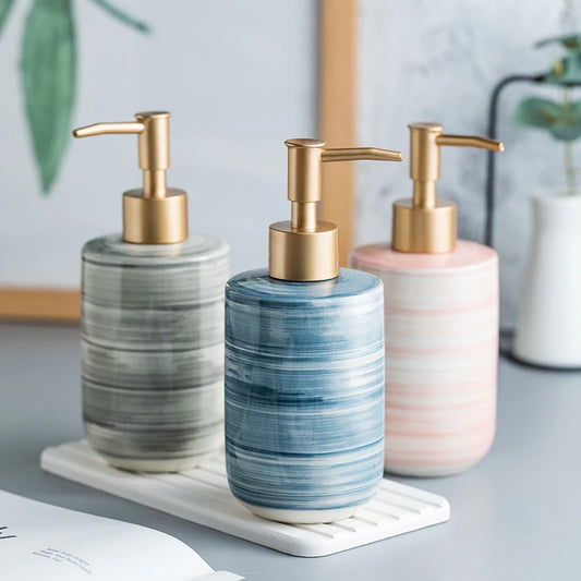 Nordic Bathroom Decor Ceramic Hand Sanitzer Gel Holder Lotion Dispenser Bottle Kitchen Sink Soap Dispenser Liquid Soap Bottle