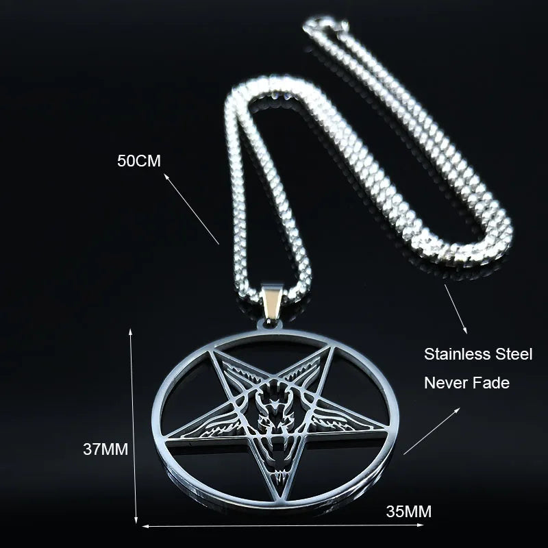 Large Talisman Baphomet Stainless Steel Necklace Goth Pagan Pentagram for Men Satan Gothic Goat Jewerly Satan Amulet Lucifer