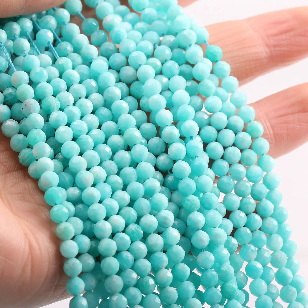 Natural Stone Amazonite Beads 4 5mm Small Faceted Loose Beads for Making Bracelet DIY Necklace Accessories Wholesale