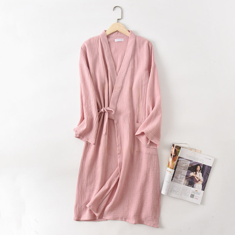 New spring and autumn Japanese kimono robe couple cotton crepe bathrobe men and women kimono robe robes for women sleepwear