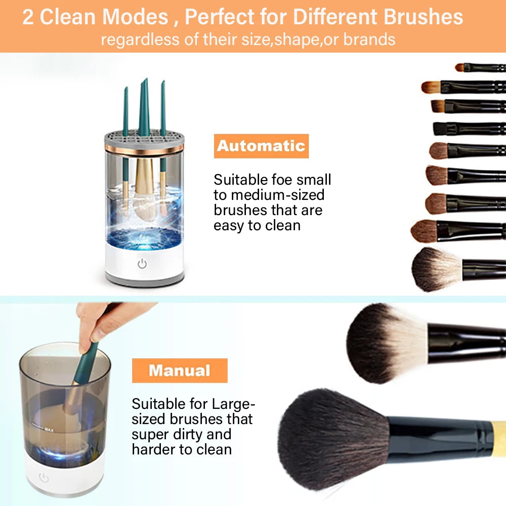 Electric Makeup Brush Cleaner Automatic Makeup Brush Cleanser Portable Cosmetic Makeup Brush Washing Machine Rotary Cleaning