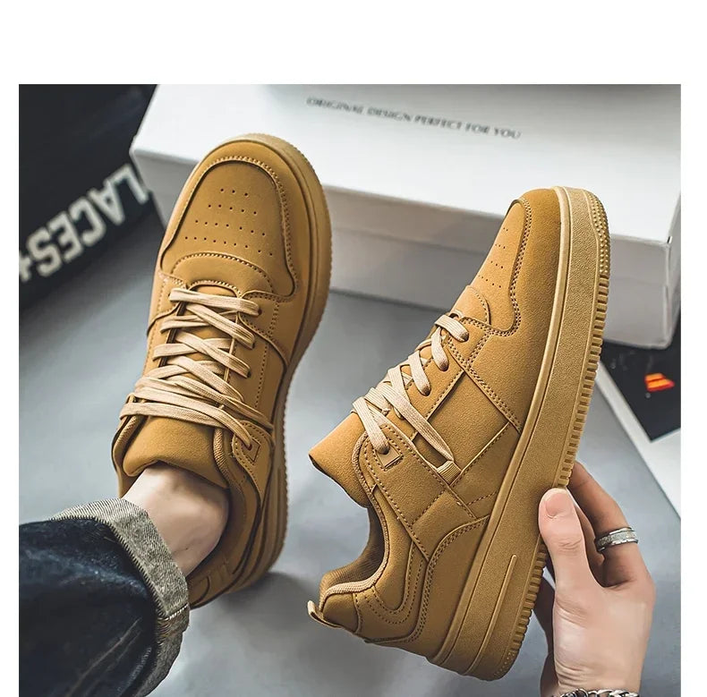 2024 Khaki Air Force Flat Shoes Comfortable in All Seasons Breathable Versatile Men's Casual Shoes High-end Luxury Sneakers Man