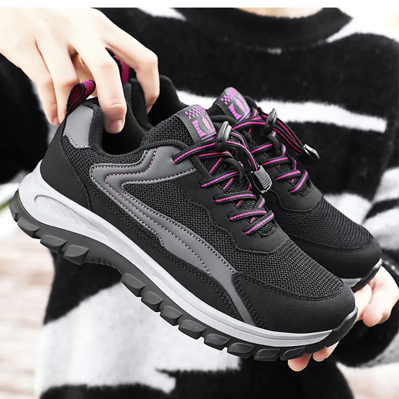 Running Shoes For Women Slip On Lightweight Lace-Up Platform Sneakers Women's Comfortable Breathable Casual Walking Shoes