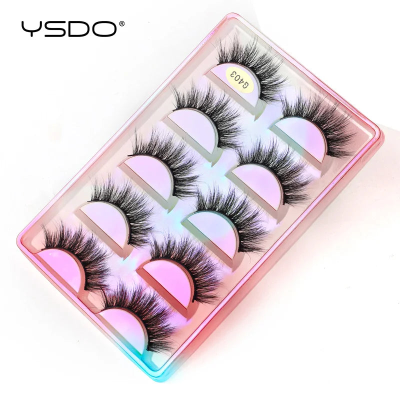 YSDO eyelashes 3/5 Pairs Natural Long 3D Mink Lashes Fluffy Volume Mink False Eyelashes Cruelty Free Wispy Lashes Makeup Cilios