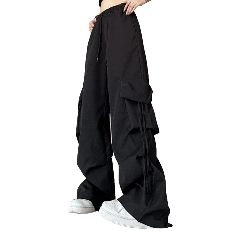 Y2K Cargo Pants Women Streetwear Oversized Wide Leg Sweatpants Harajuku Big Pockets Joggers Bf High Waist Baggy Sports Trousers