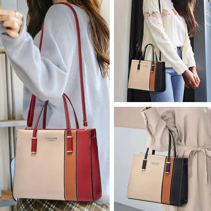 Handbags Patchwork  For Women Adjustable Strap Top Handle Bag Large Capacity Totes Shoulder Bags Fashion Crossbody Bags Work Gift