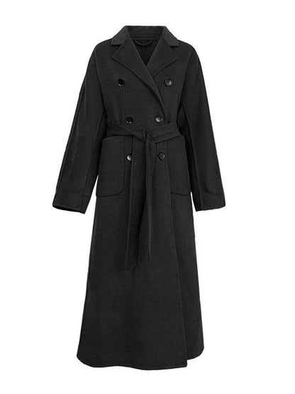 Jmprs Cappotto lungo in lana invernale Giacca casual da donna doppio petto in lana sintetica Moda autunnale Abiti neri da donna coreani Novità