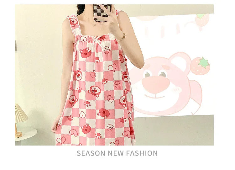 2024 New Little Fresh Sling Sleeping Dress For Women's Spring/Summer Sexy Thin Sleeping Dress Princess Style