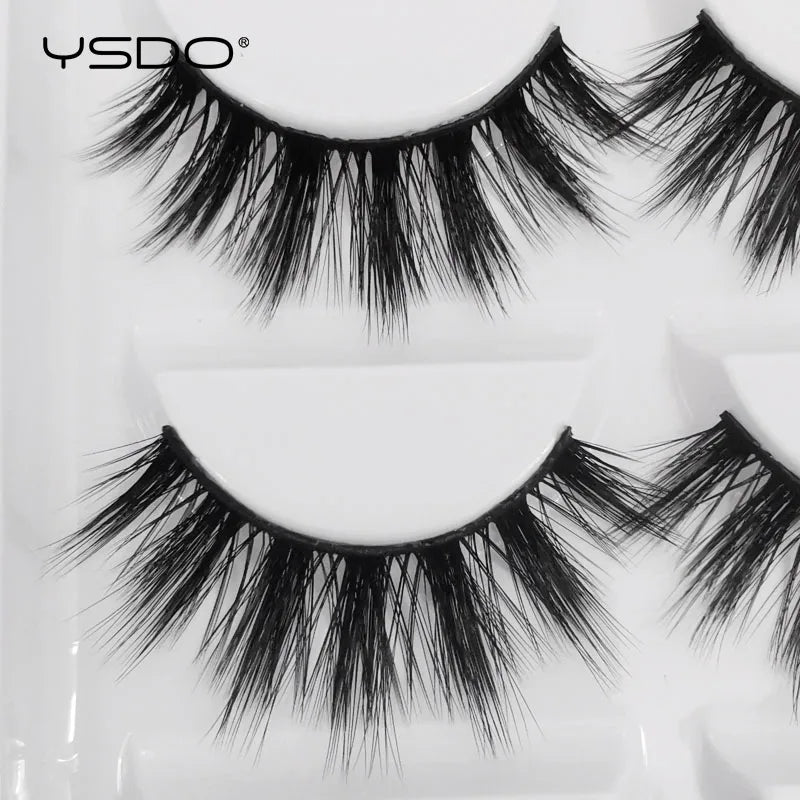 YSDO eyelashes 3/5 Pairs Natural Long 3D Mink Lashes Fluffy Volume Mink False Eyelashes Cruelty Free Wispy Lashes Makeup Cilios