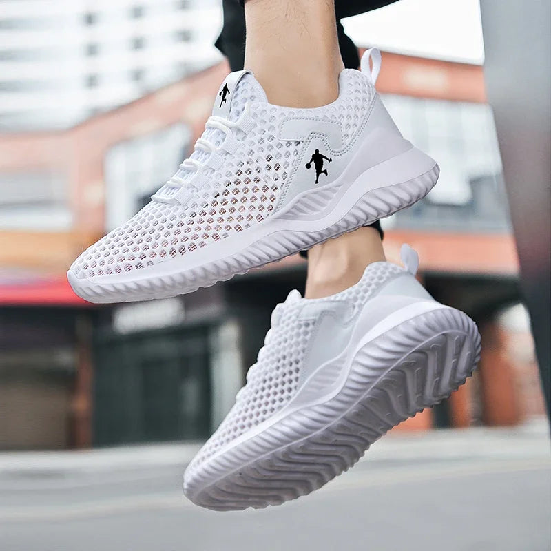 Men Sneakers Lightwhite Breathable Running Shoes for Men Mesh Summer Lace-Up Outdoor Walking Shoe Zapatillas De Deporte