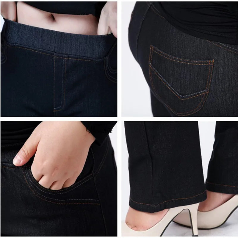 High Waisted Slim Fit Jeans Female Stretched Plus Size 150KG 6XL 7XL 8XL 9XL 5XL Lady150KG Denim Pants Oversized Women Trousers