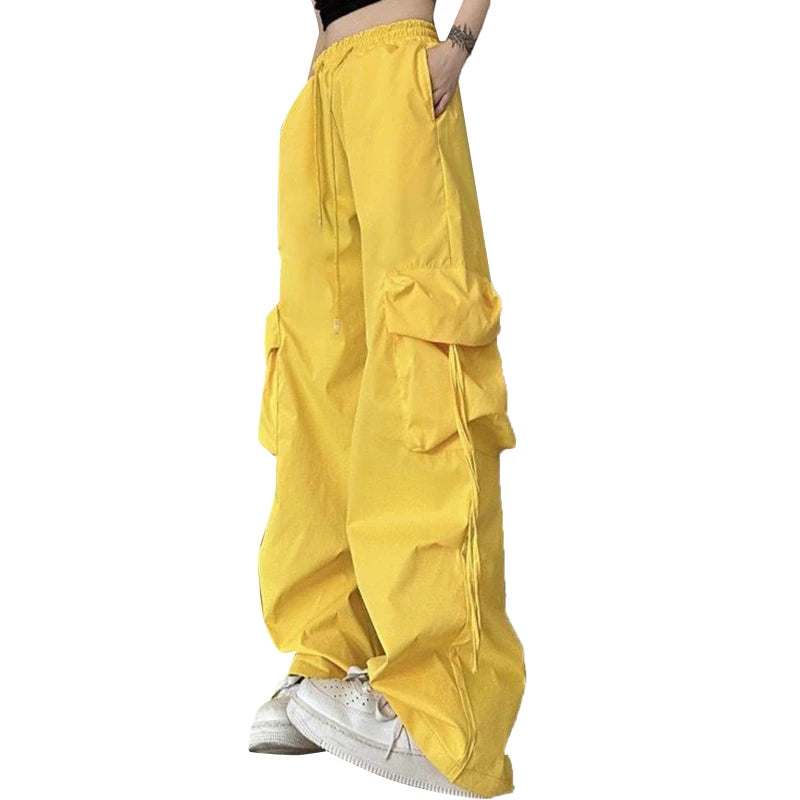 Y2K Cargo Pants Women Streetwear Oversized Wide Leg Sweatpants Harajuku Big Pockets Joggers Bf High Waist Baggy Sports Trousers