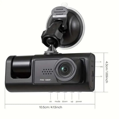 Dash Cam con registrazione in loop per visione notturna IR e fotocamera 1080P 3 con schermo IPS da 2".