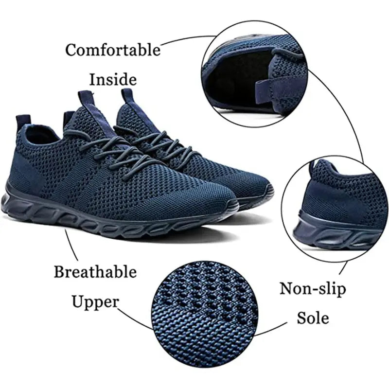 Men Casual Sport Shoes Light Sneakers White Outdoor Breathable Mesh Black Running Shoes Athletic Jogging Tennis Shoes