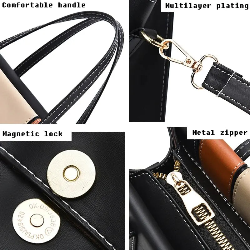 Handbags Patchwork  For Women Adjustable Strap Top Handle Bag Large Capacity Totes Shoulder Bags Fashion Crossbody Bags Work Gift