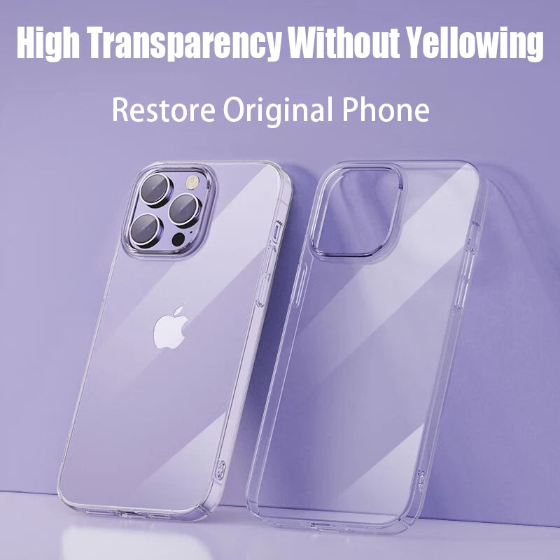 Custodia per telefono trasparente per iPhone 15 11 12 13 14 Pro Max Custodia morbida in silicone TPU per iPhone X XS Max XR 8 7 Plus Custodia trasparente per cover posteriore