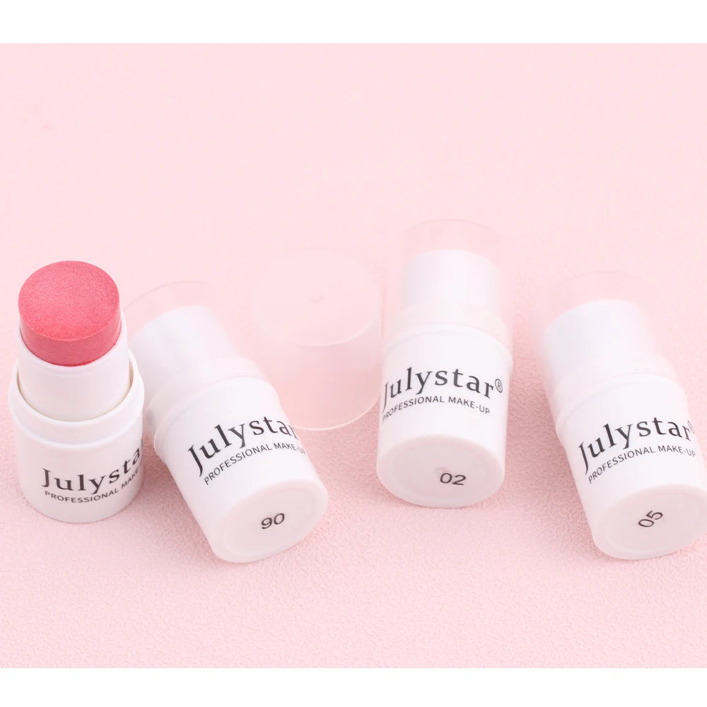 Julystar Lazy People High gloss powder blusher stick can rotate pearl powder blusher cream matte powder blusher 6 colors  option