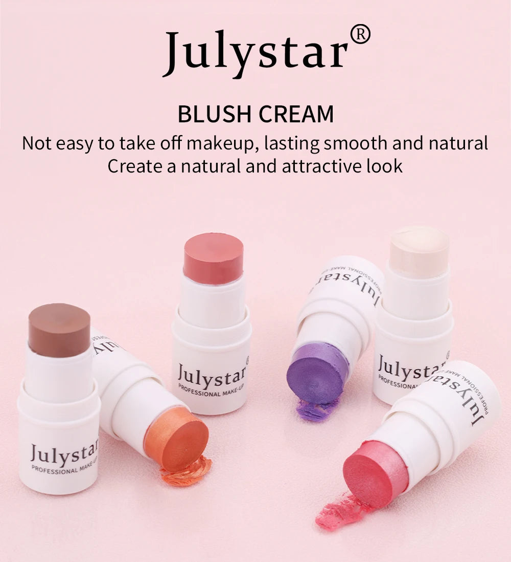 Julystar Lazy People High gloss powder blusher stick can rotate pearl powder blusher cream matte powder blusher 6 colors  option