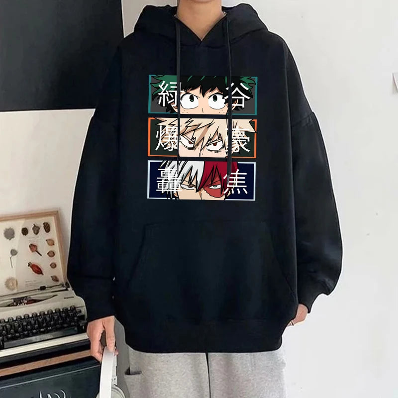 Hot Sale Autumn And Winter Fashion Long-Sleeved Sweater Anime Deku Bakugou Katsuki Todoroki Shoto Outdoor Sports Hoodie