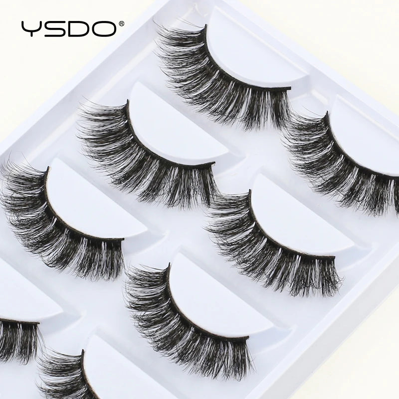 YSDO eyelashes 3/5 Pairs Natural Long 3D Mink Lashes Fluffy Volume Mink False Eyelashes Cruelty Free Wispy Lashes Makeup Cilios