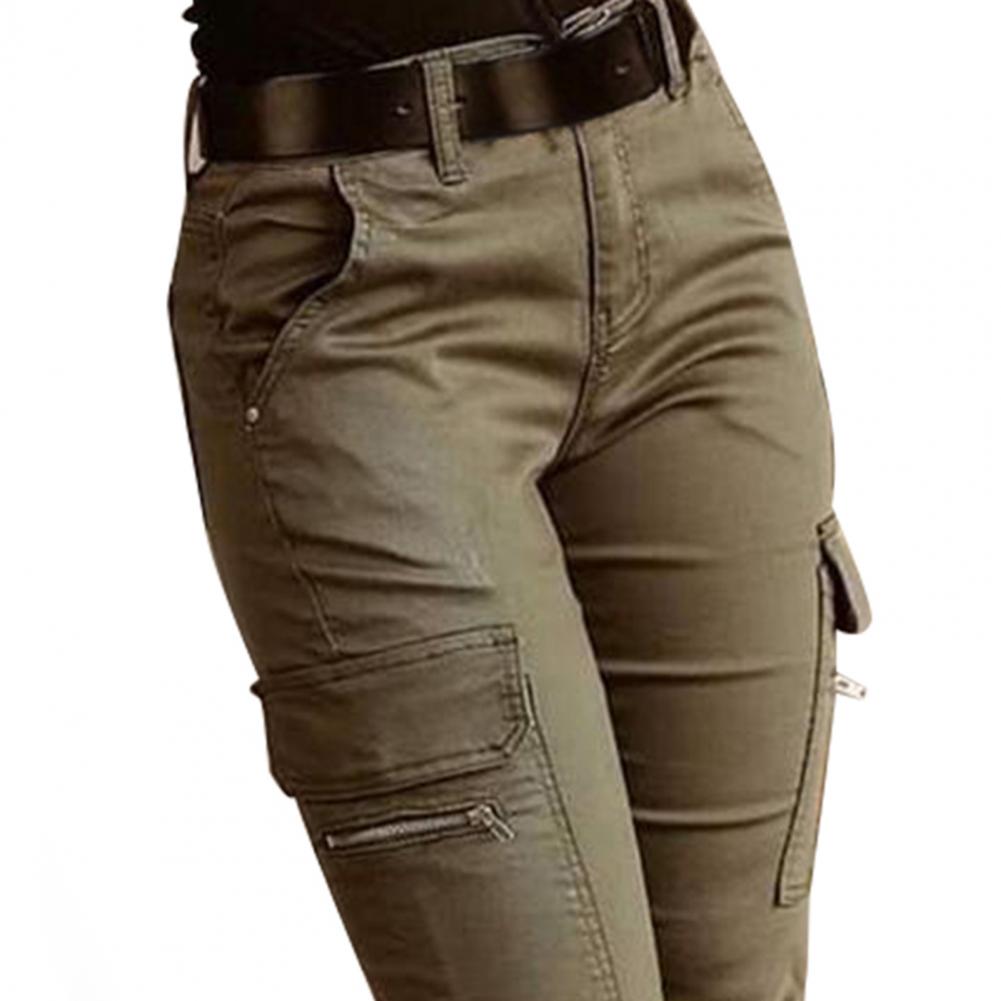 Casual Office Lady Trousers Lady Cargo Pants Low Waist Solid Color Ankle Tied Pants  Slim