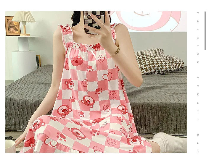 2024 New Little Fresh Sling Sleeping Dress For Women's Spring/Summer Sexy Thin Sleeping Dress Princess Style