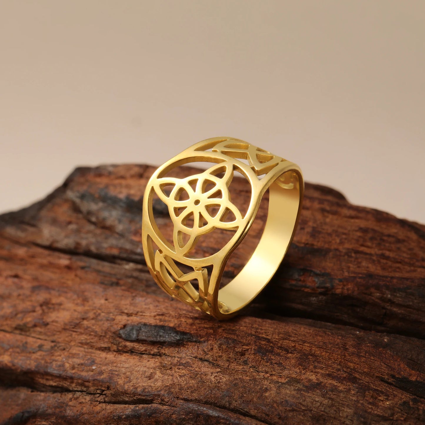 COOLTIME Witch Knot Rings for Women Men Stainless Steel Vintage Amulet Finger Ring Witchcraft Celtic Knot Jewelry New in