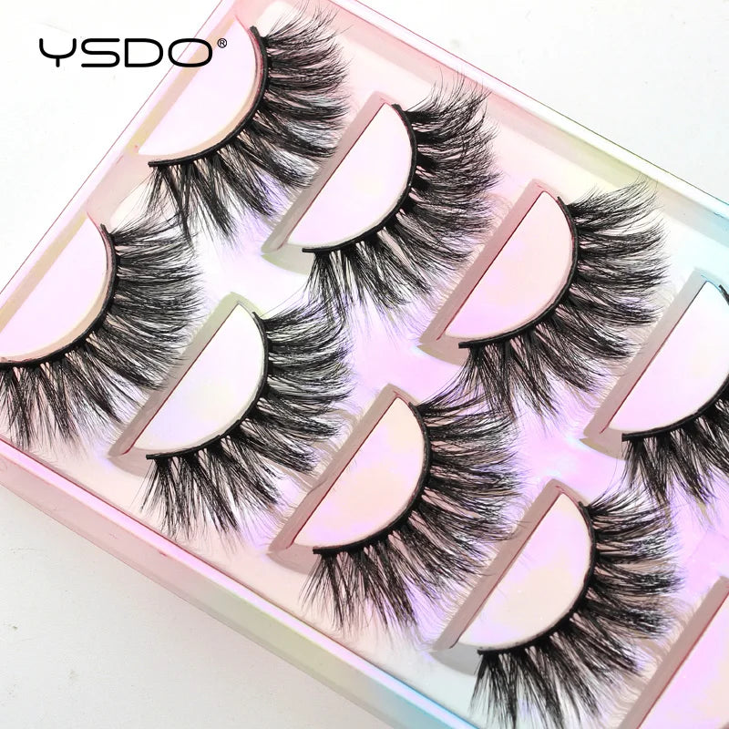 YSDO eyelashes 3/5 Pairs Natural Long 3D Mink Lashes Fluffy Volume Mink False Eyelashes Cruelty Free Wispy Lashes Makeup Cilios