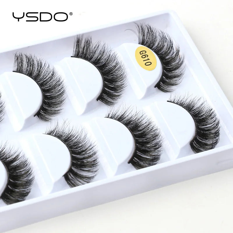 YSDO eyelashes 3/5 Pairs Natural Long 3D Mink Lashes Fluffy Volume Mink False Eyelashes Cruelty Free Wispy Lashes Makeup Cilios