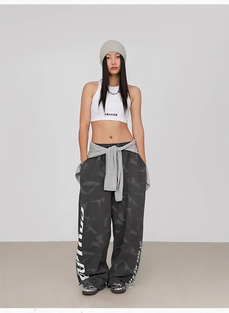 CBXLAB Street Dance Women's Gray Snowflake Hip Hop Sweatpants Girls American Street Pants Jazz Dance Loose Pants