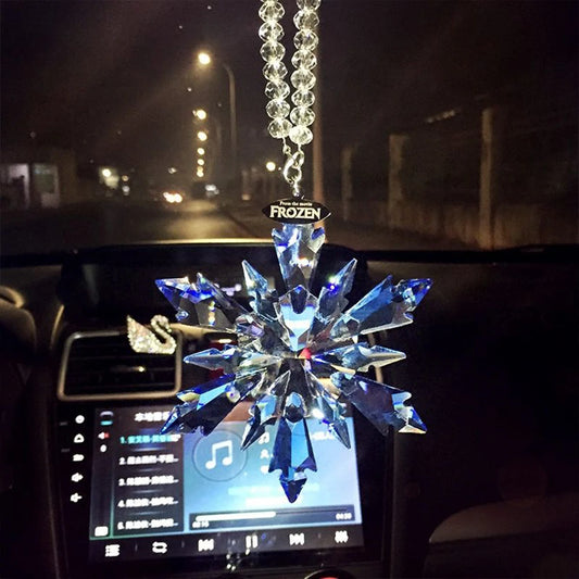 Car Rearview Mirror Pendant Car Interior Modeling Crystal Ball Ornaments Car Decoration Crystal Snowflake Car Ornaments