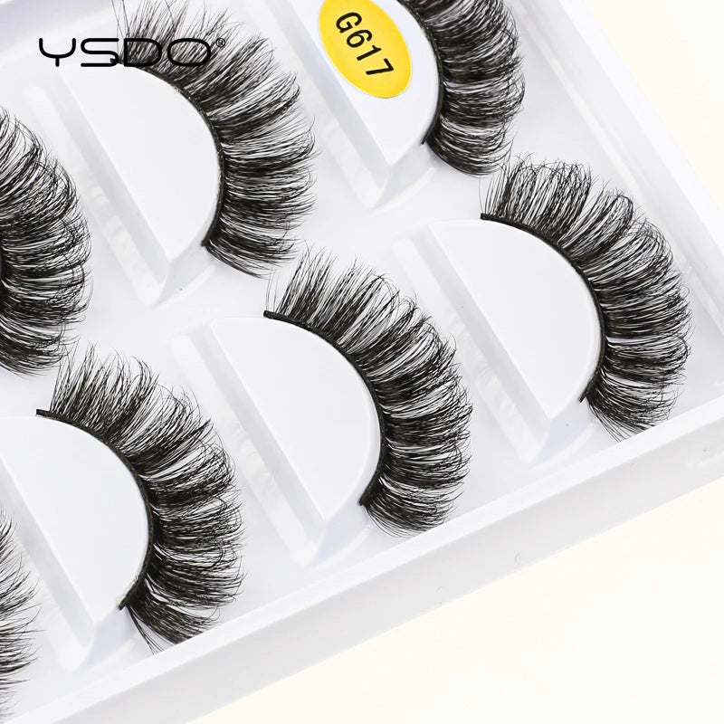 YSDO eyelashes 3/5 Pairs Natural Long 3D Mink Lashes Fluffy Volume Mink False Eyelashes Cruelty Free Wispy Lashes Makeup Cilios