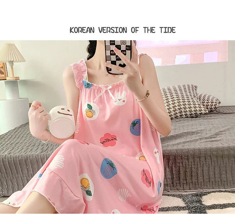 2024 New Little Fresh Sling Sleeping Dress For Women's Spring/Summer Sexy Thin Sleeping Dress Princess Style