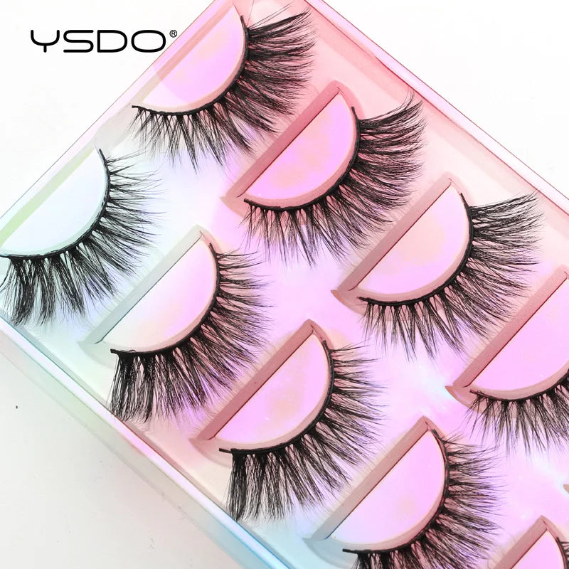 YSDO eyelashes 3/5 Pairs Natural Long 3D Mink Lashes Fluffy Volume Mink False Eyelashes Cruelty Free Wispy Lashes Makeup Cilios