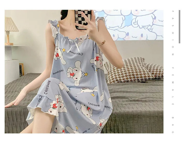 2024 New Little Fresh Sling Sleeping Dress For Women's Spring/Summer Sexy Thin Sleeping Dress Princess Style