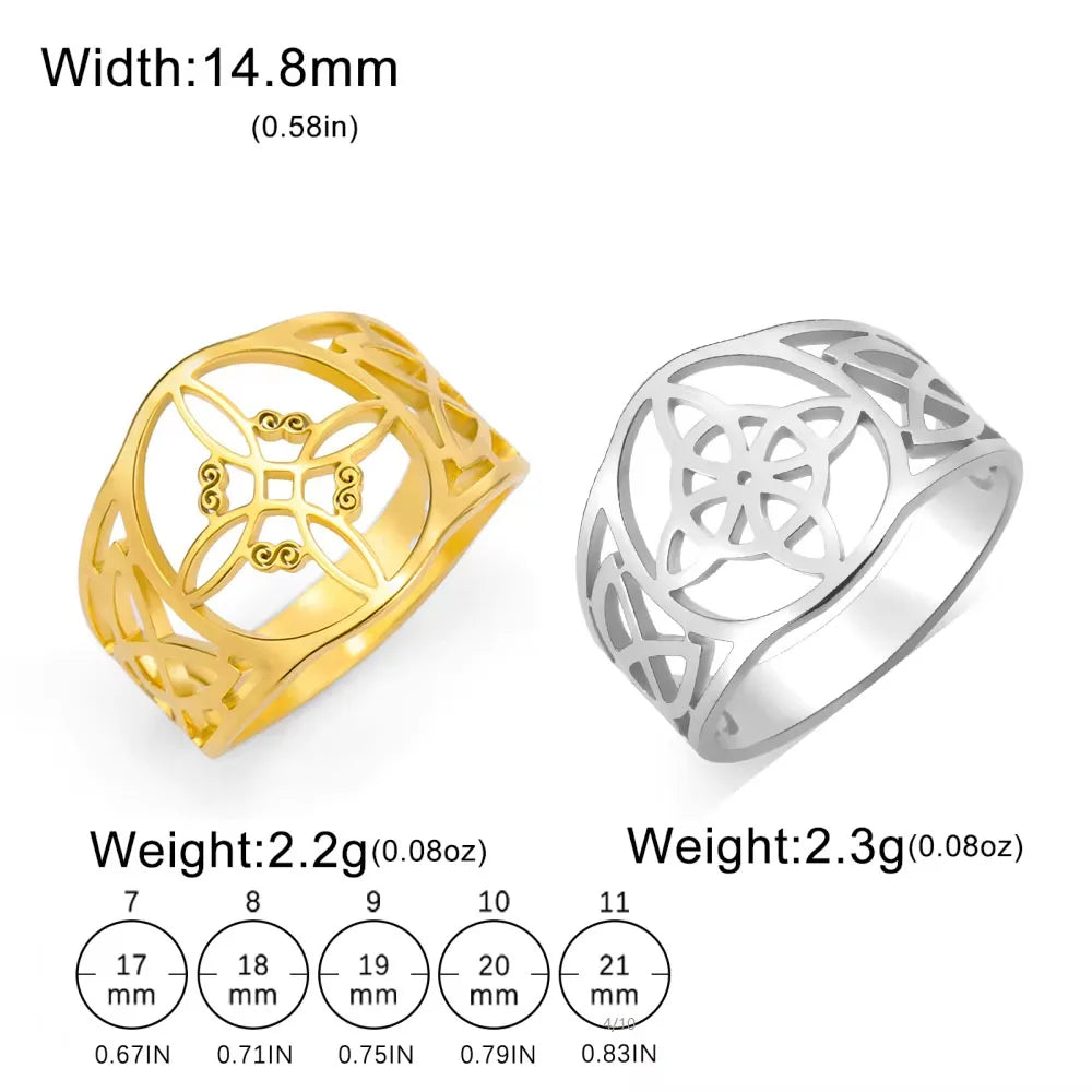 COOLTIME Witch Knot Rings for Women Men Stainless Steel Vintage Amulet Finger Ring Witchcraft Celtic Knot Jewelry New in