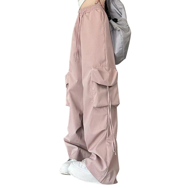 Y2K Cargo Pants Women Streetwear Oversized Wide Leg Sweatpants Harajuku Big Pockets Joggers Bf High Waist Baggy Sports Trousers