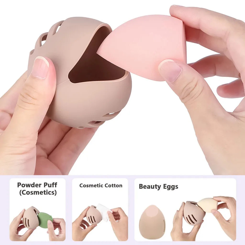 1/3Pcs Makeup Sponge Silicon Holder Breathable Beauty Egg Organizer Travel Protable Sponge Blender Storage Case Puff Box