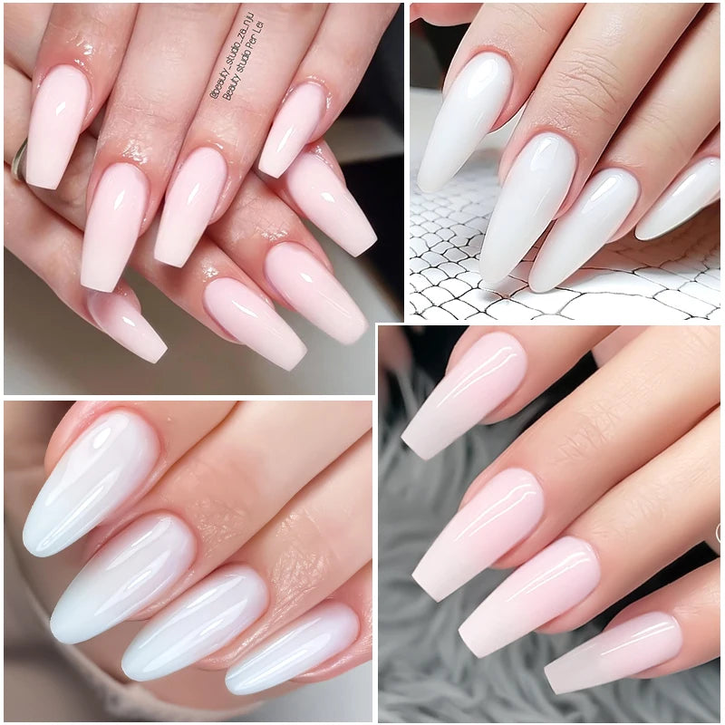 INCONTRA ATTRAVERSO Smalto per unghie gel per estensione bianco Gel acrilico per costruzione dura Vernice semipermanente Smalto gel rosa nudo per manicure UV