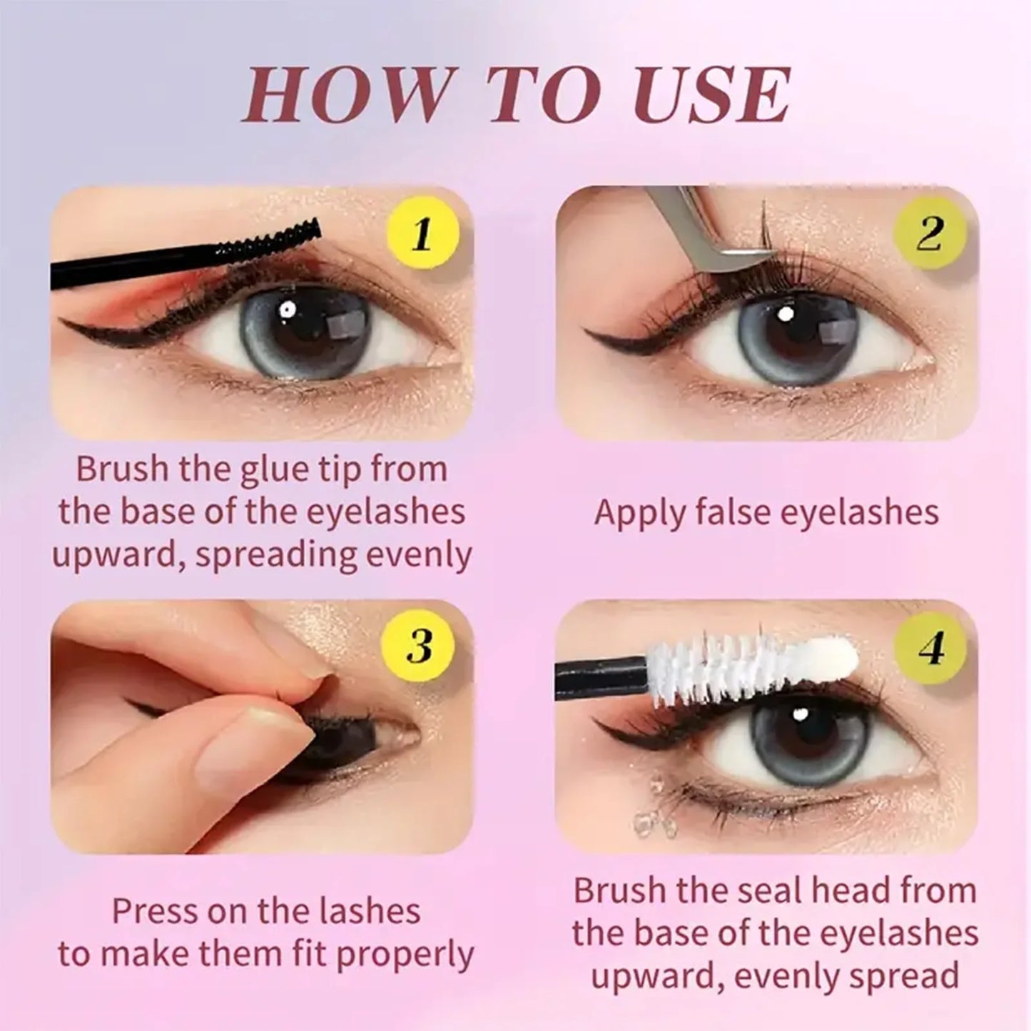 2pcs Eyelash Glue Bond and Seal for DIY Lash Clusters Long Lasting Lash Glue Hold 48 / 72 Hours Waterproof Mascara Wand Makeup