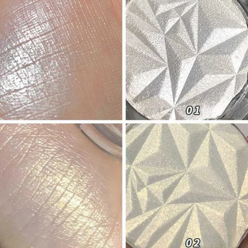 2 Colors Diamond Highlighter Powder Palette Glitter Face Contour Brighten Makeup Shimmer Ultra-concentrated Illuminate Cosmetic