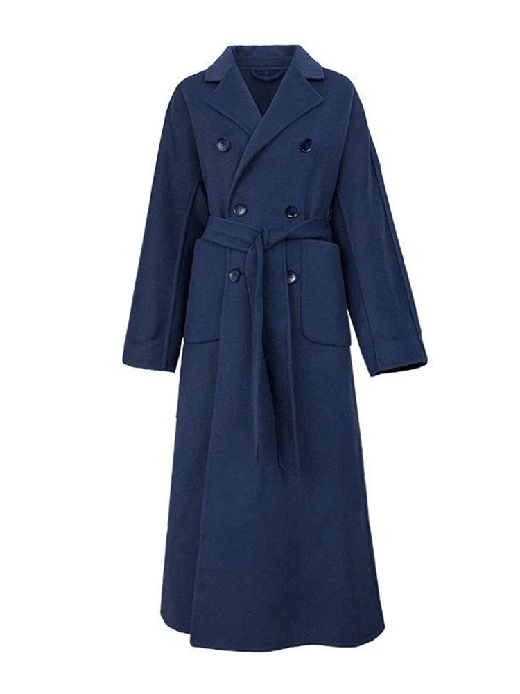 Jmprs Cappotto lungo in lana invernale Giacca casual da donna doppio petto in lana sintetica Moda autunnale Abiti neri da donna coreani Novità