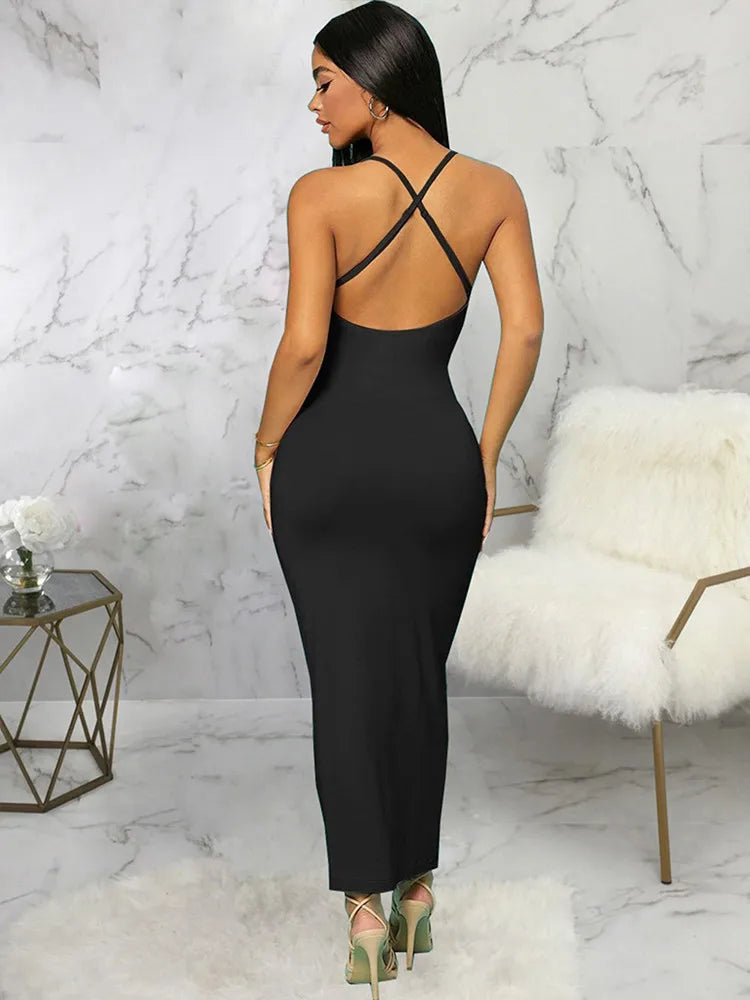 Summer Sexy Dress Women New Fashion Strap Backless Streetwear Casual Sleeveless Bodycon Dress Club Elegant Party Dresses Female