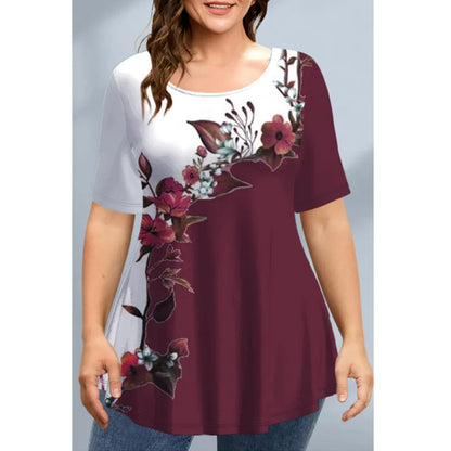 2024 Oversized Apparel Ladies Spring Clothing Floral Graphic O-Neck Pullovers Short Sleeve Tops Streetwear Women's T-Shirts New