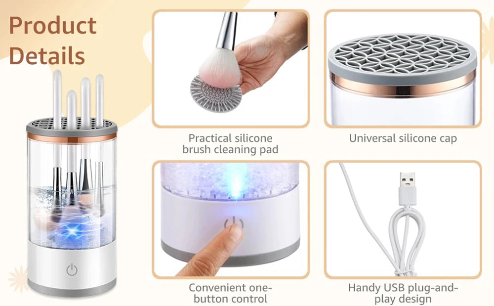 Electric Makeup Brush Cleaner Automatic Makeup Brush Cleanser Portable Cosmetic Makeup Brush Washing Machine Rotary Cleaning