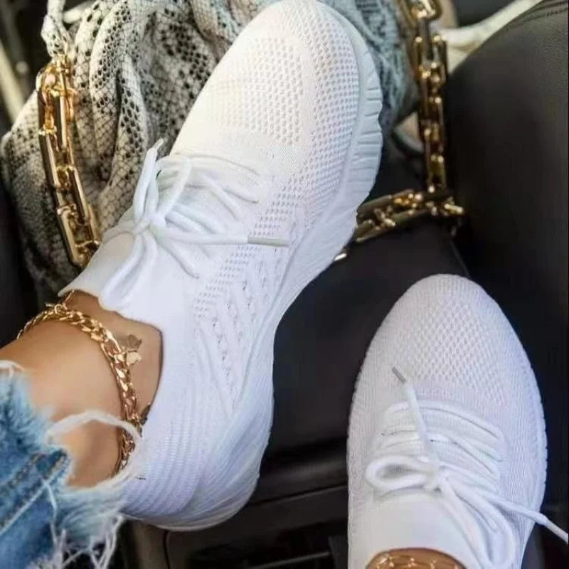 Scarpe Mesh Traspirante Sneakers Casual da donna Scarpe vulcanizzate con lacci Sneakers con plateau da donna Scarpe femminili Zapatos De Mujer taglie forti