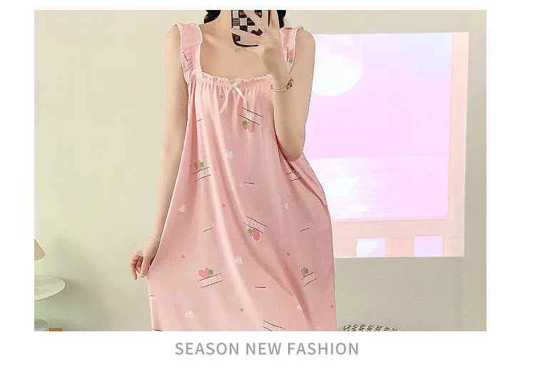 2024 New Little Fresh Sling Sleeping Dress For Women's Spring/Summer Sexy Thin Sleeping Dress Princess Style