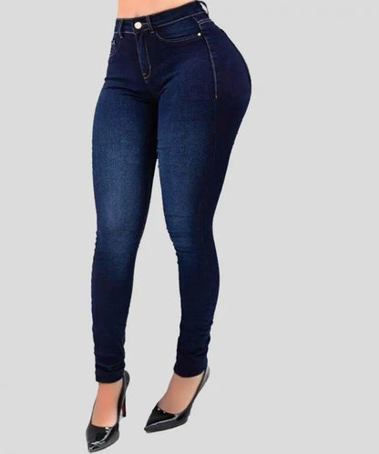 Jeans da donna in puro colore denim jeans a vita alta giochi di strada coltiva i propri pantaloni morali che modellano la figura con jeans a vita alta