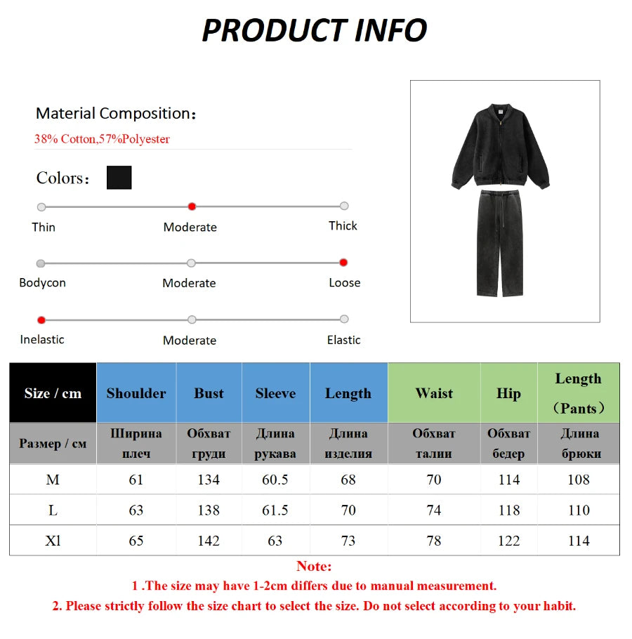 Sumuyoo 330g/㎡ Loose Casual Sweatshirt Couple Oversized Hoodies Fashion Autumn Winter Thick Warm Fleece Sweatshirt Jacket Suit